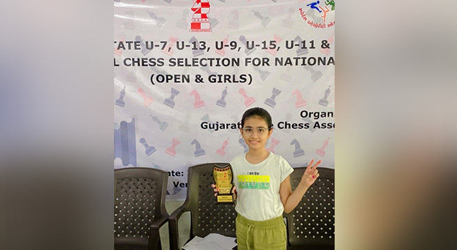 Kiara Alok Mehta from Gr 4 Cuckoos recently stood 2nd  in Gujarat State Under-11 inter school Chess competition for National 2022